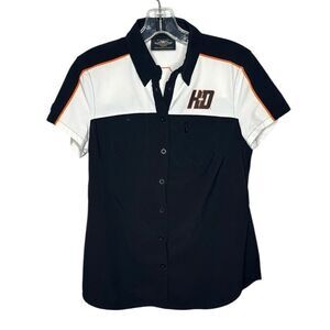 Harley Davidson Performance #1 Color-block Short Sleeve Button Down Shirt. XS.